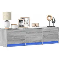 vidaXL Meuble TV avec LED Gris Sonoma 140 x 34 x 40 cm Matériau dérivé du bois