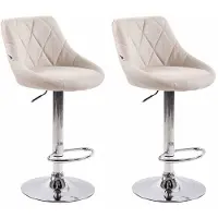 CLP Lot de 2 tabourets de bar Lazio tissu réglable en hauteur et pivotant à 360 degrés,crème