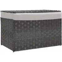 vidaXL Panier à linge avec couvercle gris 55,5x35x34 cm résine tressée