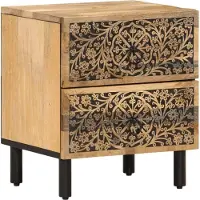 vidaXL Tables de chevet 2 pcs 40x33x46 cm Bois de manguier solide