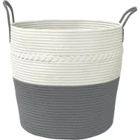 vidaXL Panier de rangement gris et blanc Ø43x38 cm coton