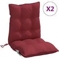 vidaXL Coussins de chaise à dossier bas lot de 2 rouge bordeaux