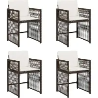 vidaXL Chaises de jardin avec coussins 4 pcs. Marron Poly Rattan