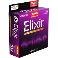 Elixir Strings 16568 Nanoweb 11-52 3-Pack Cordes de guitares acoustiques