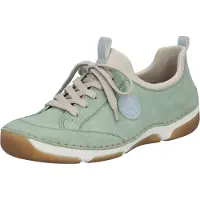 Bonprix Baskets basses 'Schnürschuh Damen 55950-52 Echtleder in grün' vert