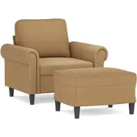 vidaXL Fauteuil avec pouf Marron 60 cm Velours