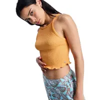 Roxy - Débardeur côtelé léger et stretch sans manches - As I Am Tank Papaya pour Femme en Coton - Taille L - Jaune