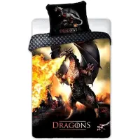 Faro Literie, linge de lit en coton pour les enfants et les adolescents 160x200 dragon de feu