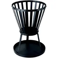 Ceruzo Panier à feu - 48 cm de haut - Acier - Ø32 cm- Noir - Plaque de fond
