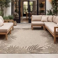 FRAAI Tapis d'extérieur - Tiga Edge Taupe | 80x150 cm | Rectangulaire | Tissage plat