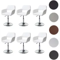 Mendler Lot de 6 chaises de salle à manger HWC-A50 III, chaise de cuisine, rétro années 50, similicuir blanc, pied chromé