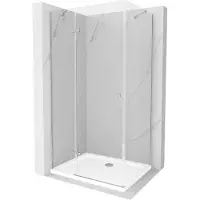 Mexen Roma cabine de douche avec porte battante 110 x 100 cm, Transparent, Chrome + receveur de douche Flat - 854-110-100-01-00-4010