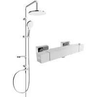 Mexen Erik ensemble de douche en saillie avec pomme de douche et mitigeur thermostatique Cube, chrome - 77200205-00