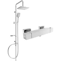 Mexen Sven ensemble de douche en saillie avec pommeau de douche et mitigeur thermostatique Cube, chrome - 77200262-00