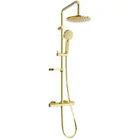 Mexen Ensemble de douche KX40 en saillie avec pommeau de douche et mitigeur thermostatique, doré - 771504091-50