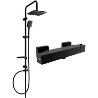 Mexen Sven ensemble de douche apparente avec pomme de douche et mitigeur thermostatique Cube, noir - 77200262-70