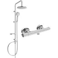 Mexen Carl ensemble de douche apparent avec douche de tête et robinet thermostatique Slim, chromé - 77105240-00
