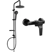 Mexen Carl ensemble de douche à montage externe avec pomme de douche et robinet de douche Caro, noir - 746640240-70