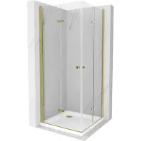 Mexen Lima Duo Cabine de douche pliante 70 x 70 cm, Transparent, Or + Receveur de douche plat - 856-070-070-50-02-4010G