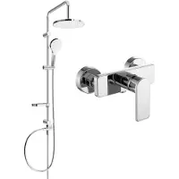 Mexen Ensemble de douche apparent Erik avec douche de tête et robinet de douche Cetus, chrome - 744340205-00