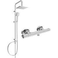 Mexen Tord ensemble de douche apparent avec pomme de douche et mitigeur thermostatique Slim, chromé - 77105200-00