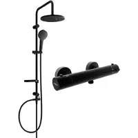 Mexen Erik ensemble de douche apparent avec douche de tête et robinet de douche thermostatique Kai, noir - 77100205-70