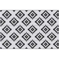 Outsunny Tapis extšŠrieur Style Graphique - Tapis ršŠversible 2 Motifs - dim. 2,74L x 1,82l m - PP Haute densitšŠ 310 g/m? Noir Blanc