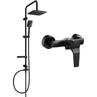 Mexen Sven ensemble de douche en saillie avec tête de pluie et robinet de douche Caro, noir - 746640262-70