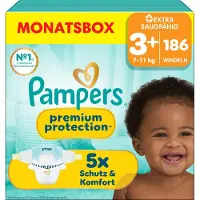 Pampers Premium Protection (Taille 3+, Pack mensuel, 186 pcs)