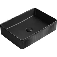 Mexen Grovo lavabo à poser cannelé 50 x 34 cm, noir mat - 22305085