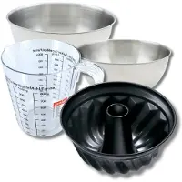 Zenker Set de 5 ustensiles de pâtisserie moule à kouglof bol à mixer verre mesureur et spatule silicone Black metallic Black mettallic Black mettallic