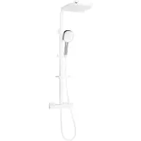 Mexen Ensemble de douche apparente CQ33 avec pomme de douche et robinet thermostatique, blanc/chrome - 772503395-21