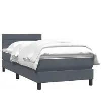 vidaXL Lit boxspring avec matelas gris foncé 80x220 cm velours