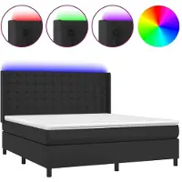 vidaXL Lit Boxspring avec matelas & LED Noir 180x200 cm Similicuir