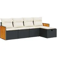 vidaXL Ensemble de salon de jardin 5 pièces avec coussins noir poly rotin