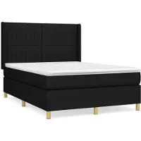 vidaXL Lit boxspring avec matelas noir 140x200 cm Tissu
