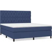 vidaXL Lit boxspring avec matelas bleu 160x200 cm Tissu