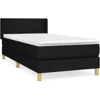 vidaXL Lit boxspring avec matelas noir 100x200 cm tissu
