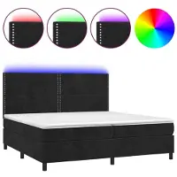 vidaXL Lit boxspring avec matelas & LED noir 200x200 cm velours