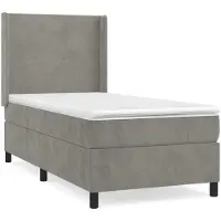 vidaXL Lit boxspring avec matelas gris clair 90x190 cm velours