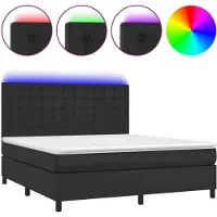 vidaXL Lit Boxspring avec matelas & LED Noir 180x200 cm Similicuir