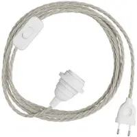 Creative Cables Abat-jour Snakebis Twisted E27-jeu De Câbles Avec Douille. Câble Tressé En Tissu Et Fiche à Deux Broches 1.8 M
