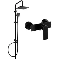 Mexen Ensemble de douche Tord mural avec pomme de douche et mitigeur Alfa, noir - 745740200-70