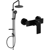 Mexen Carl ensemble de douche en saillie avec pomme de douche et mitigeur Alfa, noir - 745740240-70