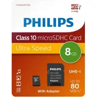 Philips Micro-SDHC-Card 8GB Class 10, UHS-I U1, avec adaptateur