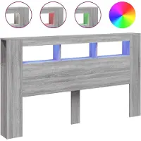 vidaXL Tête de lit LED Gris Sonoma 180x18,5x103,5 cm Bois composite