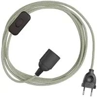 Creative Cables Snakebis Zig-zag E27 Cable Set With Lamp Holder. Zig-zag Fabric Cord And 2-prong Plug 3 M Argenté