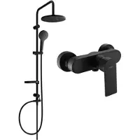 Mexen Erik ensemble douche apparent avec pomme haute et robinetterie Royo, noir - 72240205-70
