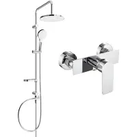 Mexen Ensemble de douche mural Erik avec pommeau et mitigeur de douche Alfa, chrome - 745740205-00