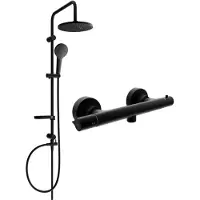 Mexen Erik ensemble de douche extérieur avec pommeau de douche et robinet thermostatique Slim, noir - 77105205-70